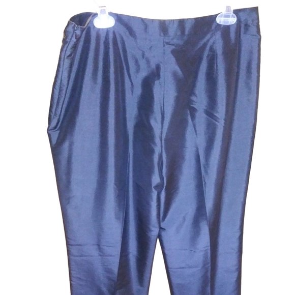 Talbot's 100% Pure Silk Women's Black Sheen Dress Pants Trouser Size 16 - Picture 2 of 5